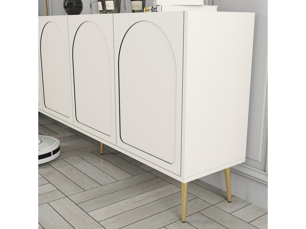 Credenza in legno "Lyon" - 180 x 35 x 80 cm - Crema, Oro