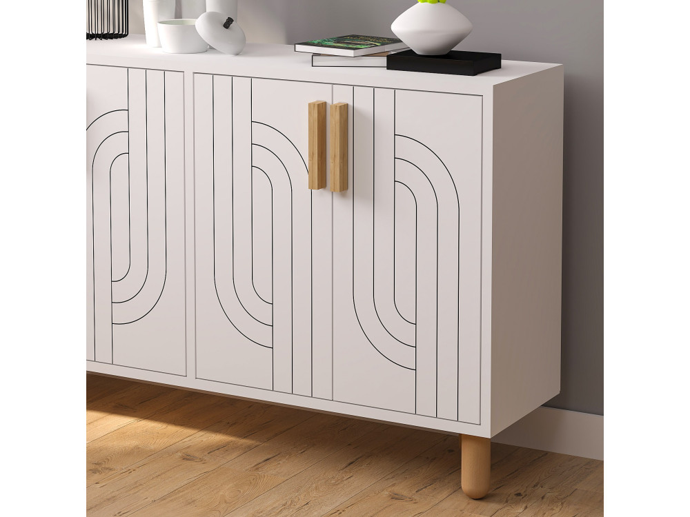 Credenza in legno "Rodney" - 120 x 29 x 73 cm - Bianco