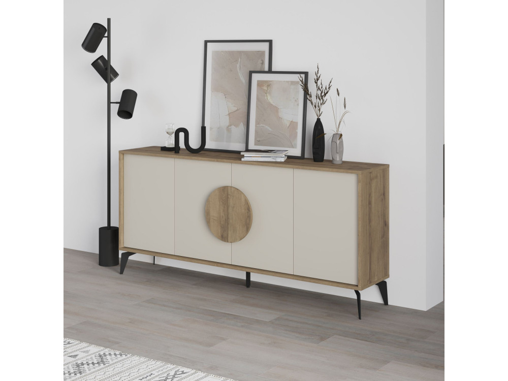 Credenza in legno "Gora Wide" - 180 x 36 x 82 cm - Crema