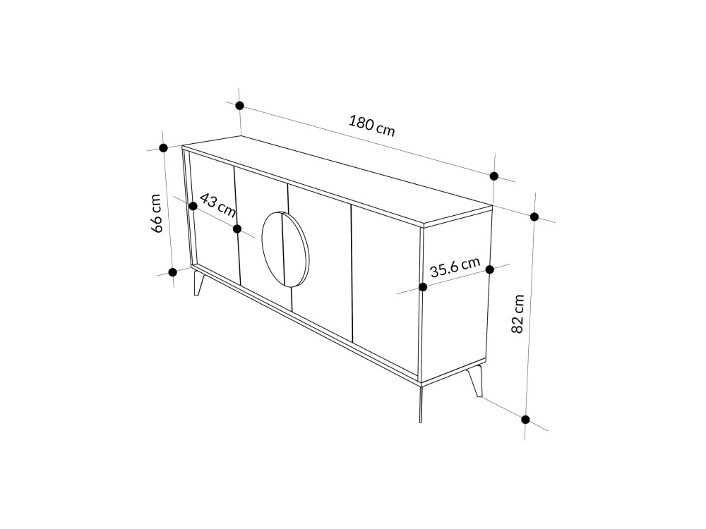 Credenza in legno "Gora Wide" - 180 x 36 x 82 cm - Crema