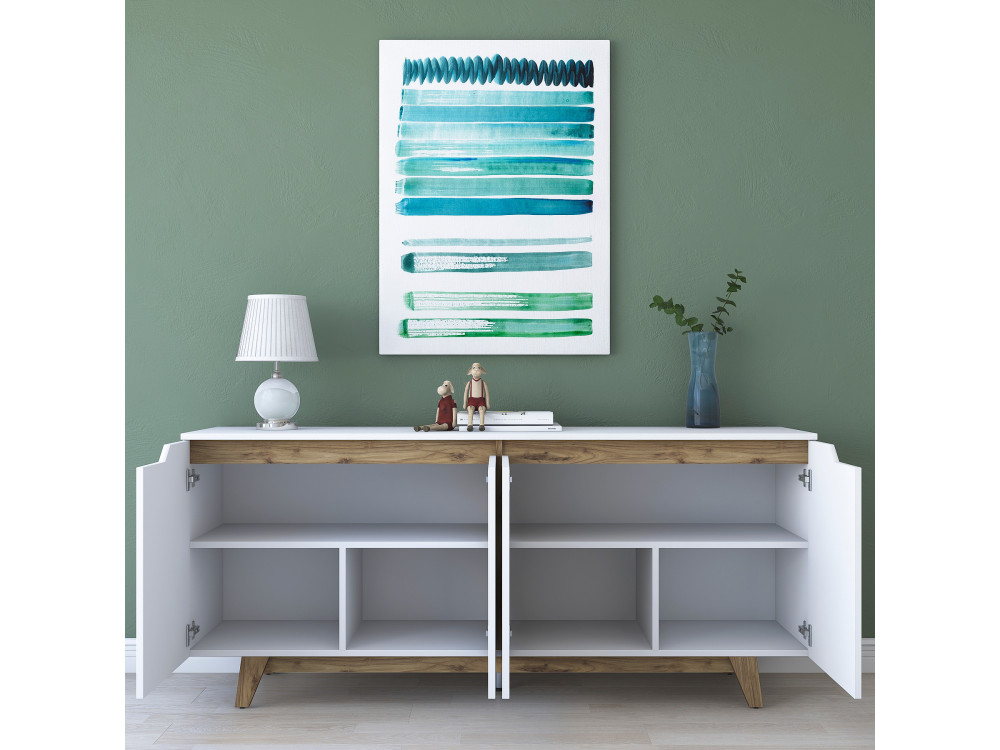 Credenza in legno "Gondol" - 180 x 45 x 79 cm - Bianco