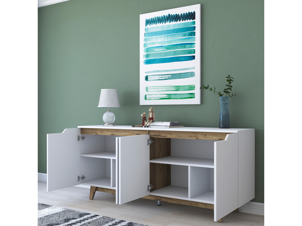 Credenza in legno "Gondol" - 180 x 45 x 79 cm - Bianco