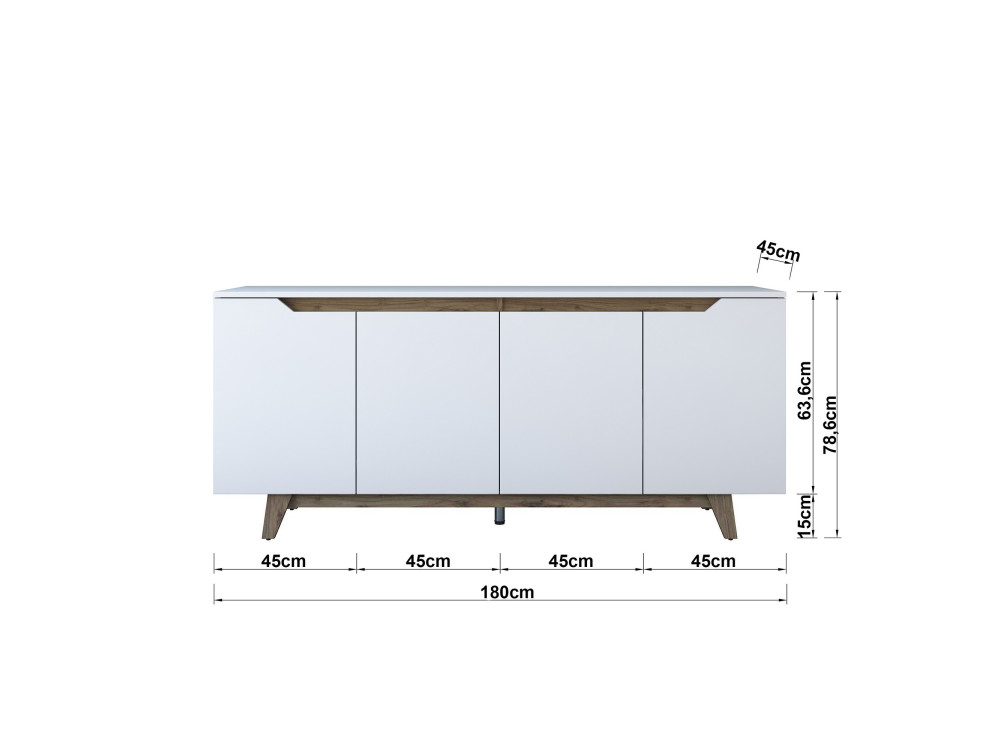 Credenza in legno "Gondol" - 180 x 45 x 79 cm - Bianco