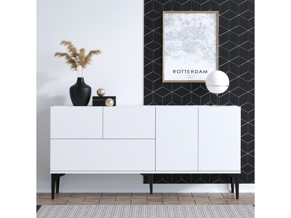 Credenza in legno "Ginny" - 150 x 35 x 75 cm - Bianco