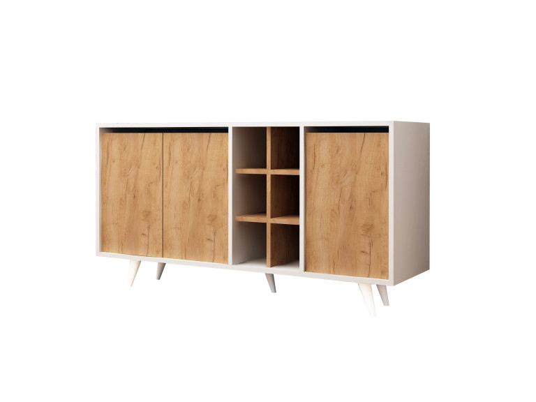 Credenza in legno "Prava" - 140 x 40 x 86 cm - Marrone