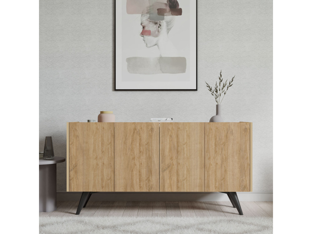 Credenza in legno "Pekin" - 150 x 40 x 76 cm - Marrone