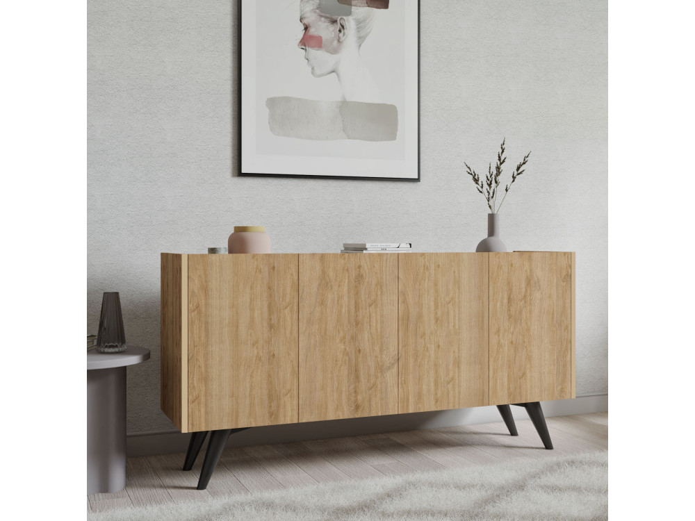Credenza in legno "Pekin" - 150 x 40 x 76 cm - Marrone