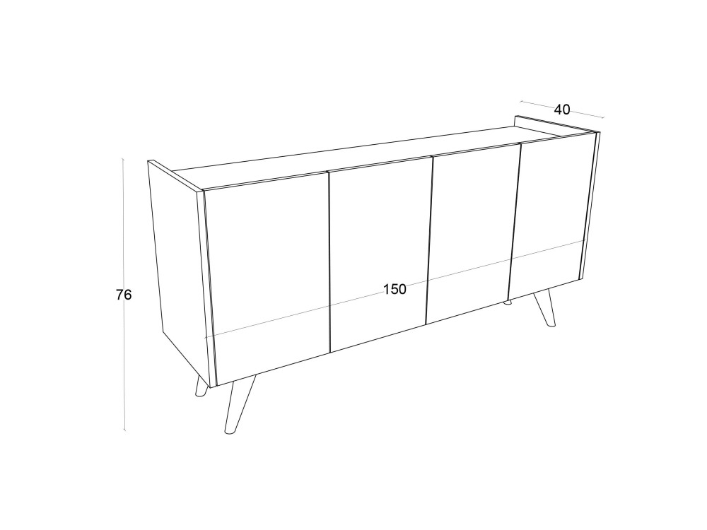 Credenza in legno "Pekin" - 150 x 40 x 76 cm - Marrone
