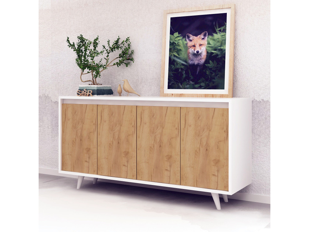 Credenza in legno "Nossa" - 140 x 40 x 86 cm - Marrone