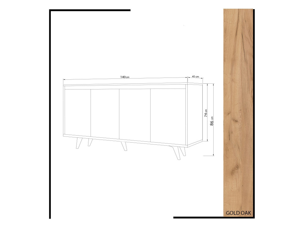 Credenza in legno "Nossa" - 140 x 40 x 86 cm - Marrone