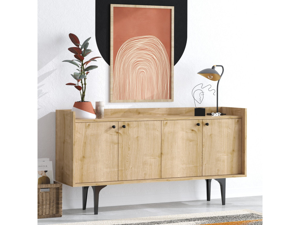 Credenza in legno "Navi" - 150 x 40 x 80 cm - Beige