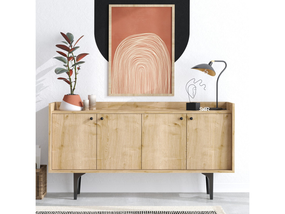 Credenza in legno "Navi" - 150 x 40 x 80 cm - Beige