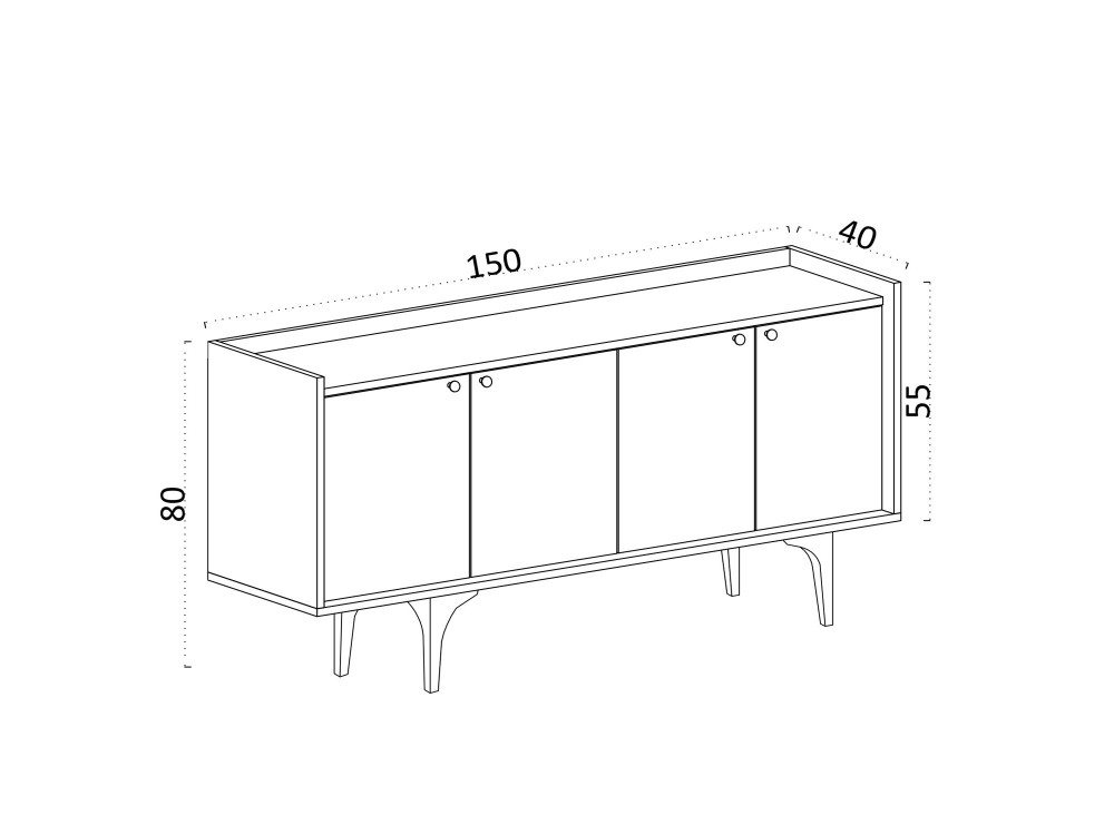 Credenza in legno "Navi" - 150 x 40 x 80 cm - Beige
