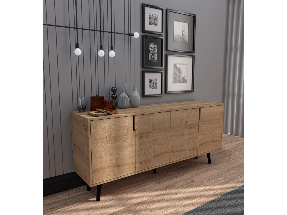 Credenza in legno "Latina" - 180 x 45 x 80 cm - Marrone chiaro