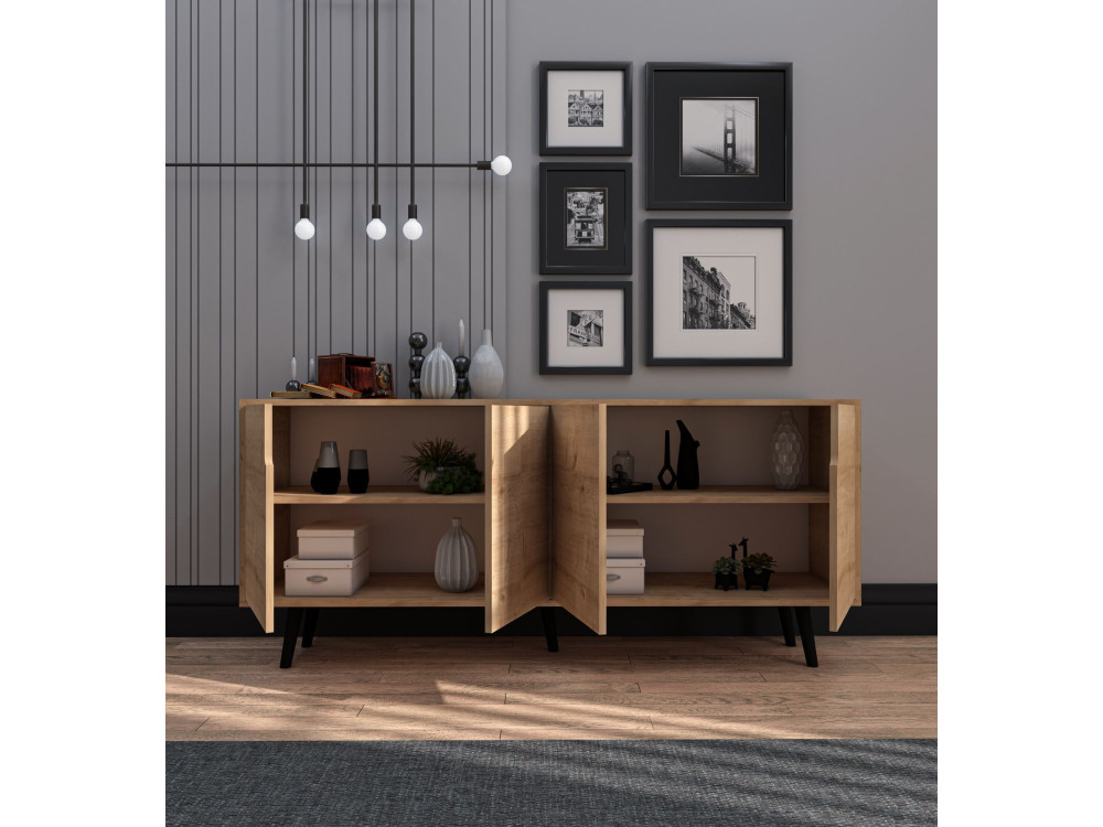 Credenza in legno "Latina" - 180 x 45 x 80 cm - Marrone chiaro