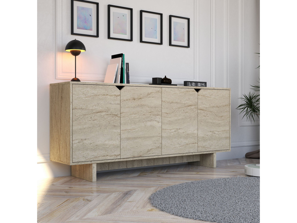 Credenza in legno "Turan" - 180 x 40 x 81 cm - Travertino