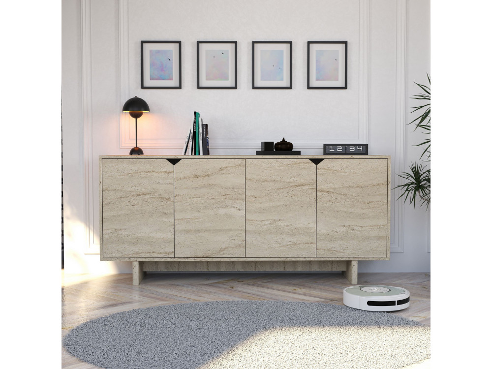 Credenza in legno "Turan" - 180 x 40 x 81 cm - Travertino