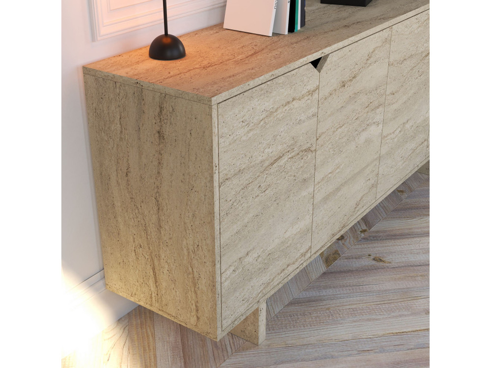 Credenza in legno "Turan" - 180 x 40 x 81 cm - Travertino