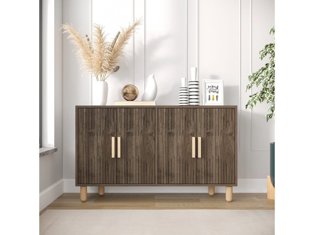 Credenza in legno "Roger" - 120 x 30 x 74 cm - Marrone