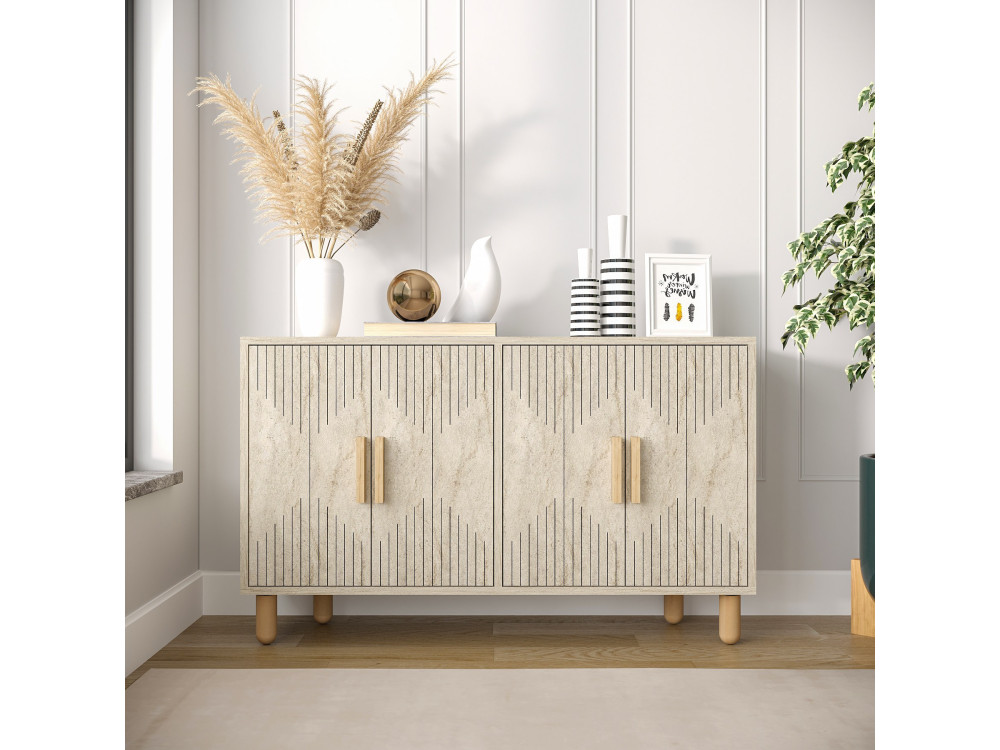 Credenza in legno "Roger" - 120 x 30 x 74 cm - Travertino