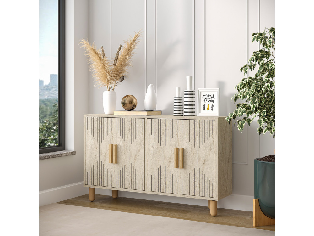 Credenza in legno "Roger" - 120 x 30 x 74 cm - Travertino