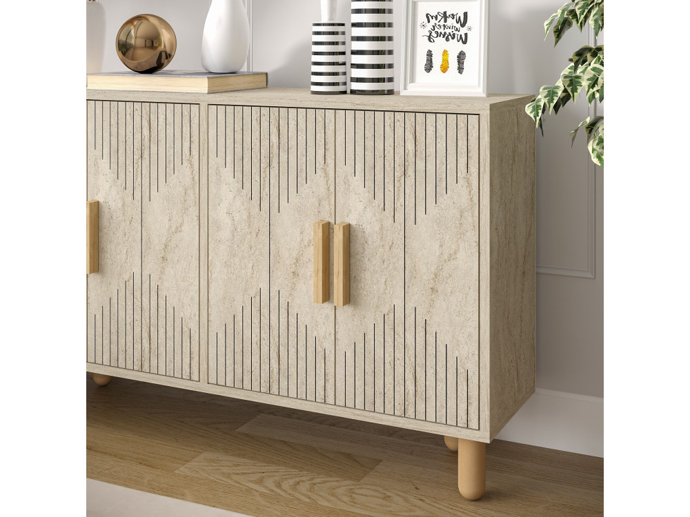 Credenza in legno "Roger" - 120 x 30 x 74 cm - Travertino