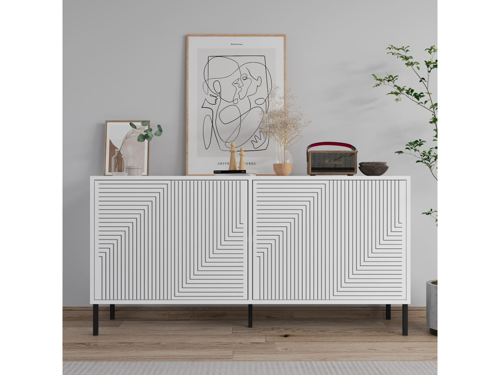 Credenza in legno "Evolet" - 150 x 36 x 75 cm - Bianco