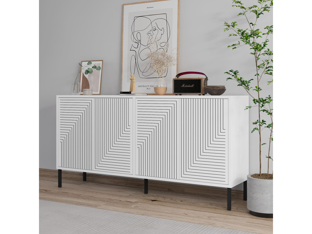 Credenza in legno "Evolet" - 150 x 36 x 75 cm - Bianco