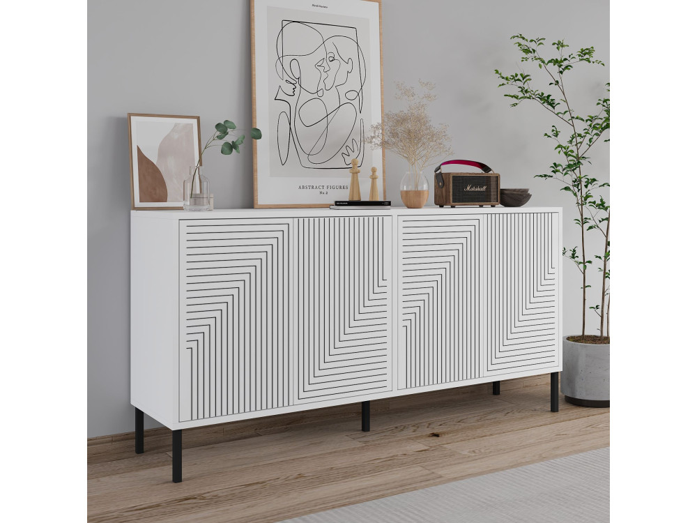 Credenza in legno "Evolet" - 150 x 36 x 75 cm - Bianco