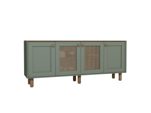 Credenza "Bohemian" in legno e canna - 180 x 40 x 75 cm - Verde