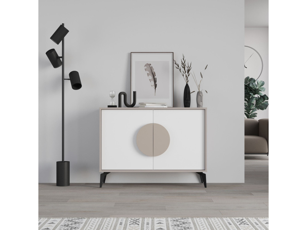 Credenza in legno "Gora" - 110 x 36 x 82 cm - Marrone chiaro moka