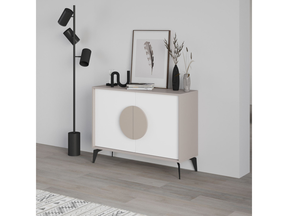 Credenza in legno "Gora" - 110 x 36 x 82 cm - Marrone chiaro moka
