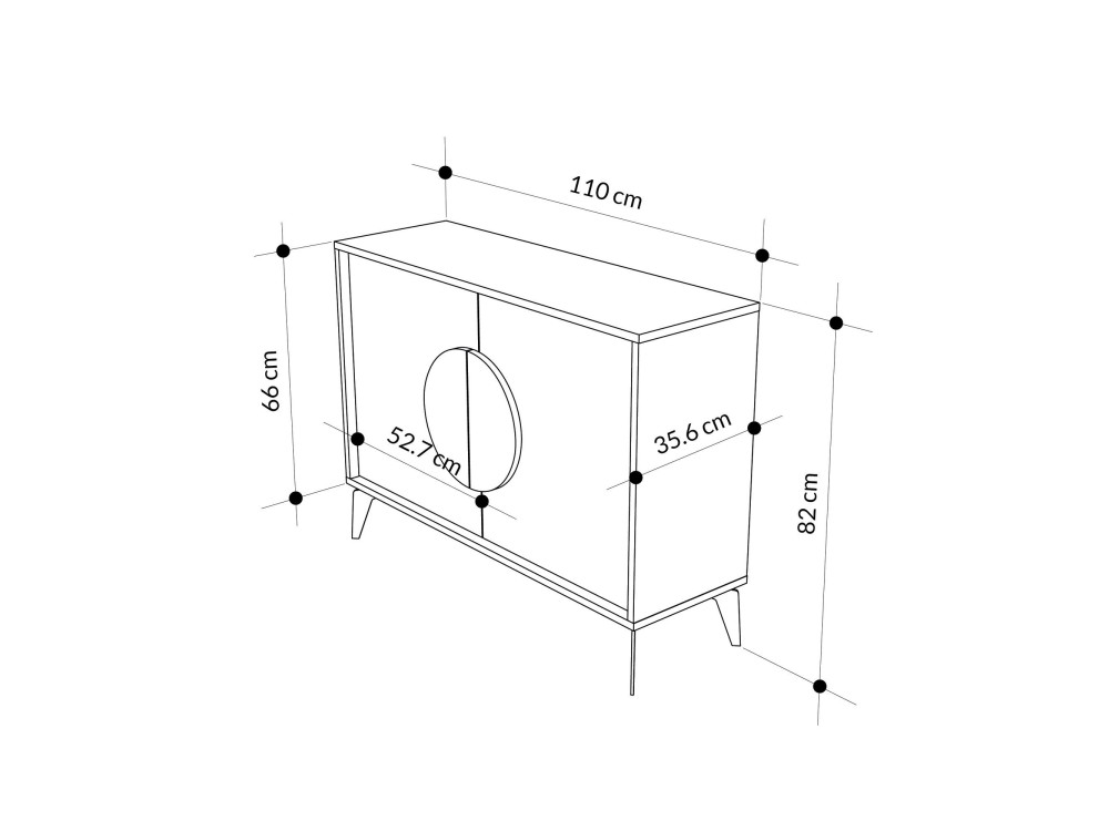 Credenza in legno "Gora" - 110 x 36 x 82 cm - Marrone chiaro moka