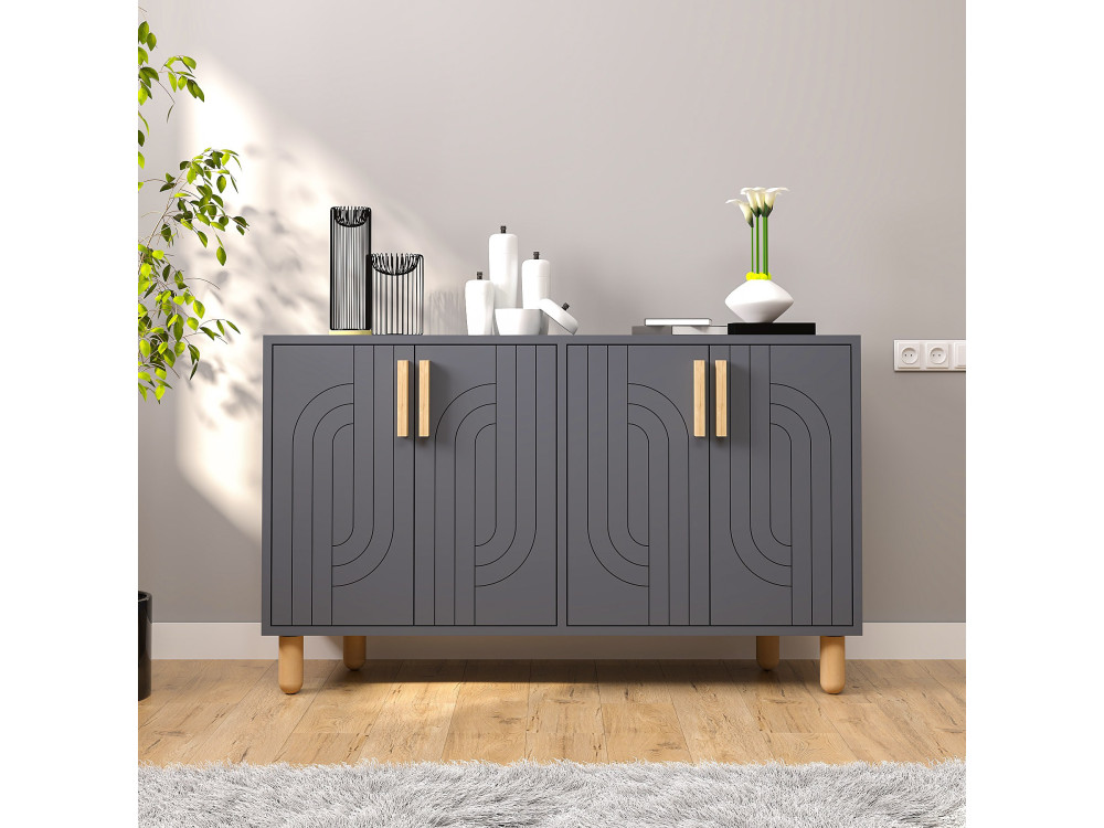 Credenza in legno "Rodney" - 120 x 30 x 74 cm - Grigio antracite