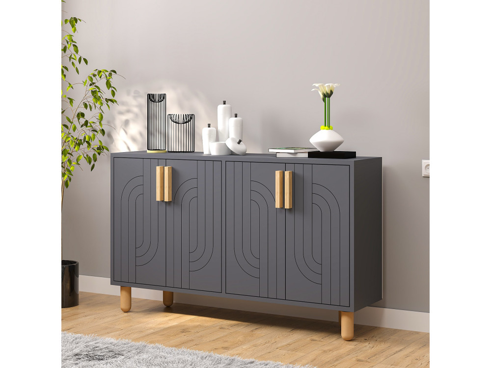 Credenza in legno "Rodney" - 120 x 30 x 74 cm - Grigio antracite
