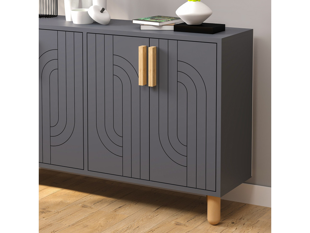 Credenza in legno "Rodney" - 120 x 30 x 74 cm - Grigio antracite