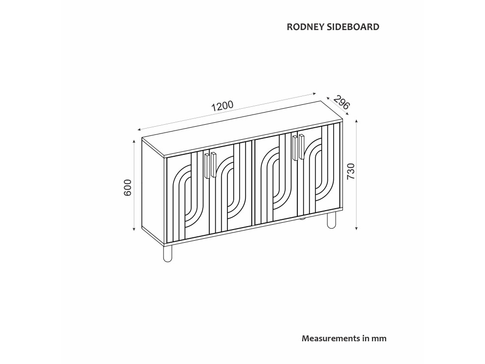 Credenza in legno "Rodney" - 120 x 30 x 74 cm - Grigio antracite