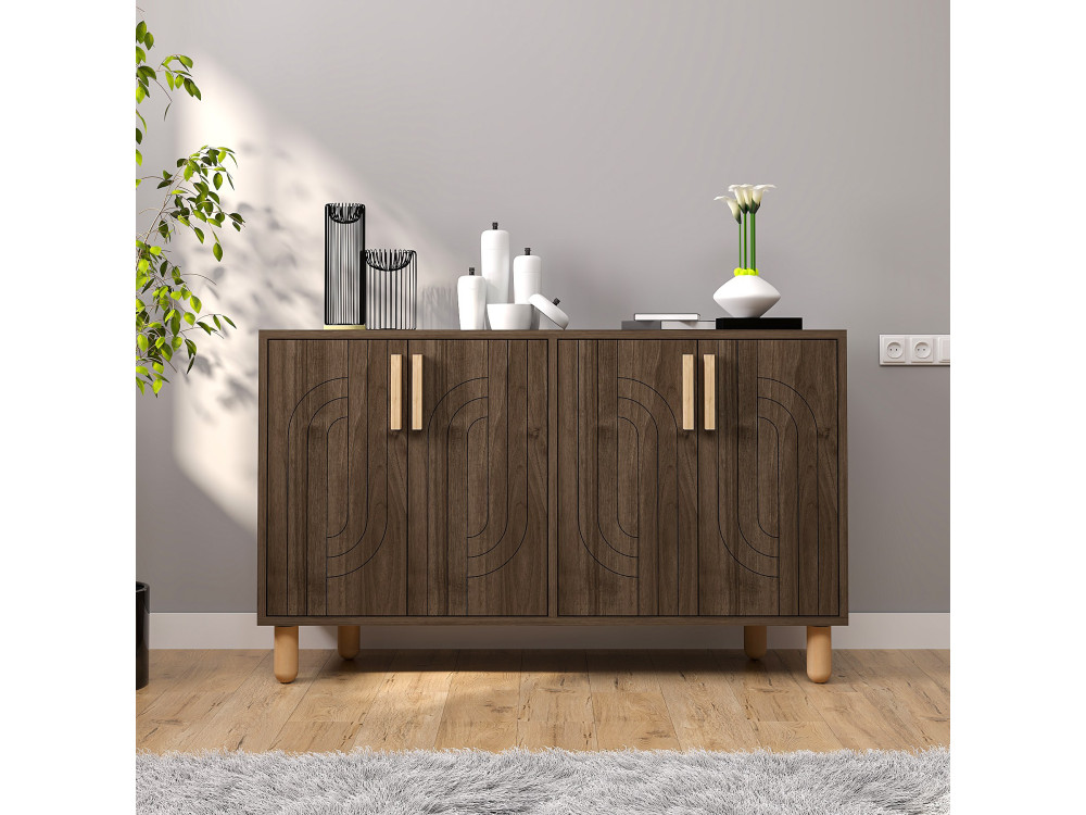 Credenza in legno "Rodney" - 120 x 30 x 74 cm - Marrone