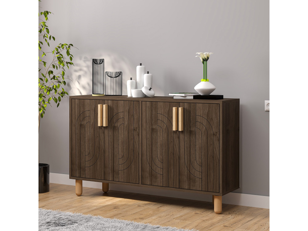 Credenza in legno "Rodney" - 120 x 30 x 74 cm - Marrone