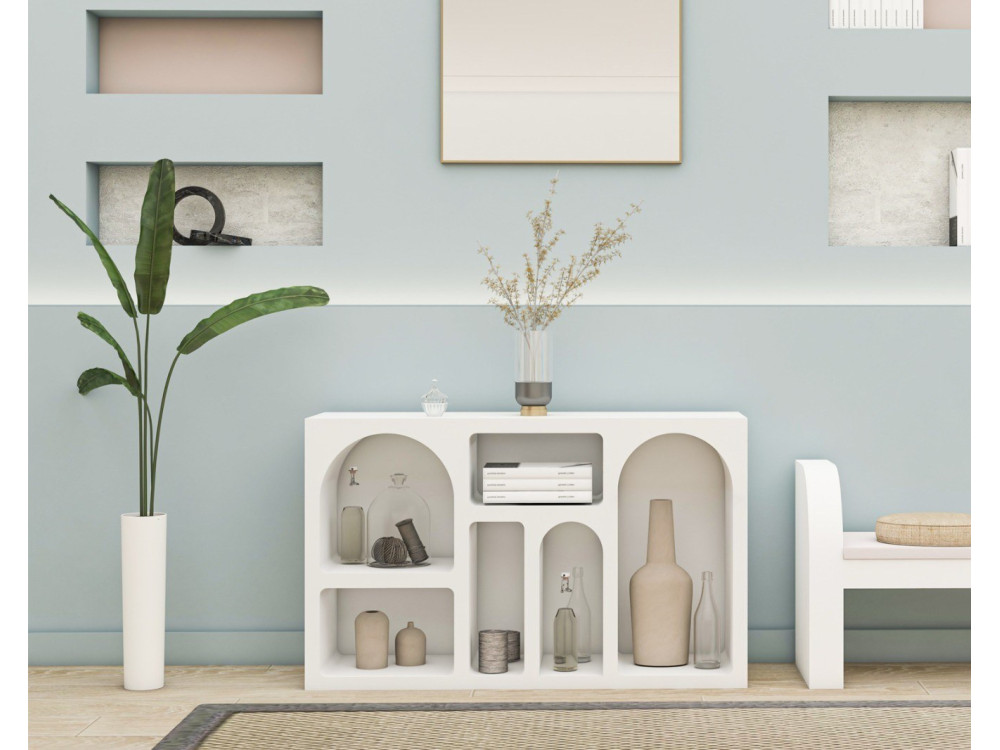 Credenza in legno "Liva" - 120 x 37 x 74 cm - Bianco