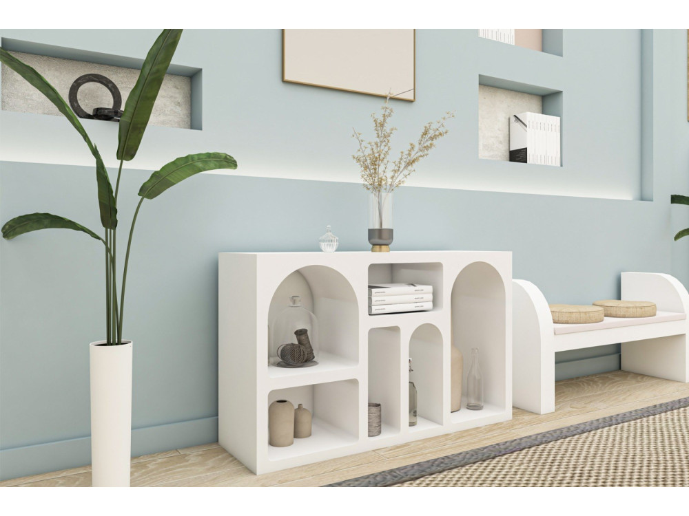 Credenza in legno "Liva" - 120 x 37 x 74 cm - Bianco
