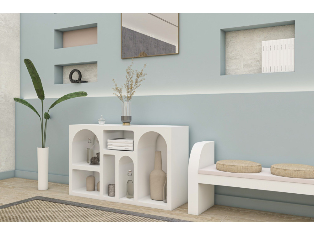 Credenza in legno "Liva" - 120 x 37 x 74 cm - Bianco