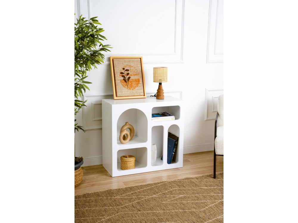Credenza in legno "Lessa" - 80 x 37 x 74 cm - Bianco