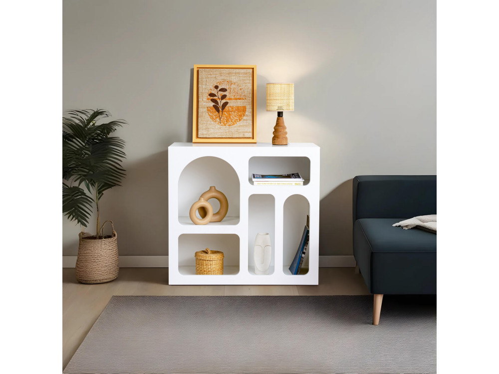 Credenza in legno "Lessa" - 80 x 37 x 74 cm - Bianco