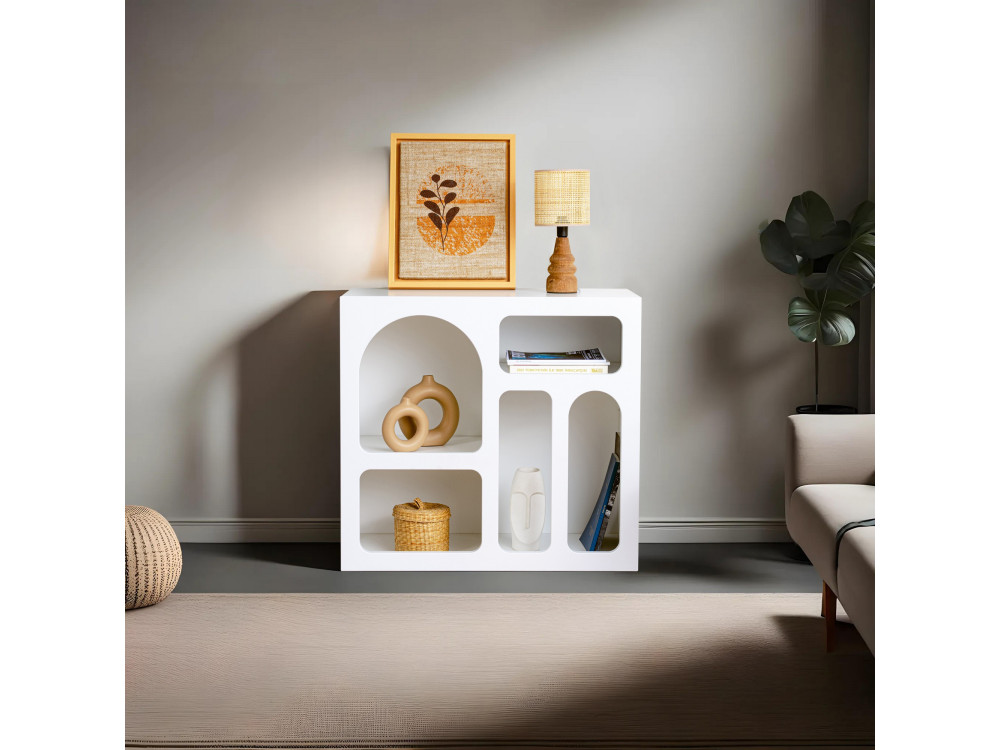 Credenza in legno "Lessa" - 80 x 37 x 74 cm - Bianco
