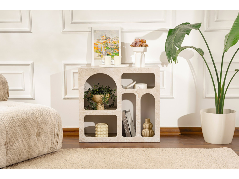 Credenza in legno "Lessa" - 80 x 37 x 74 cm - Travertino