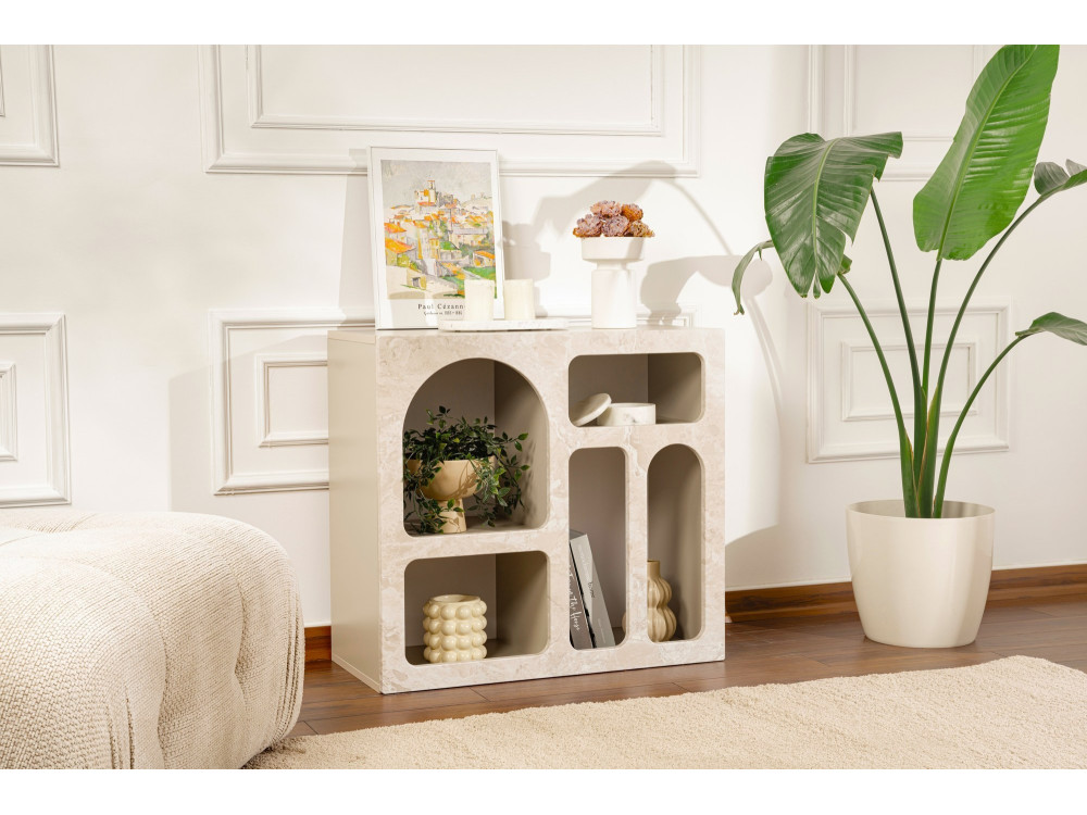 Credenza in legno "Lessa" - 80 x 37 x 74 cm - Travertino