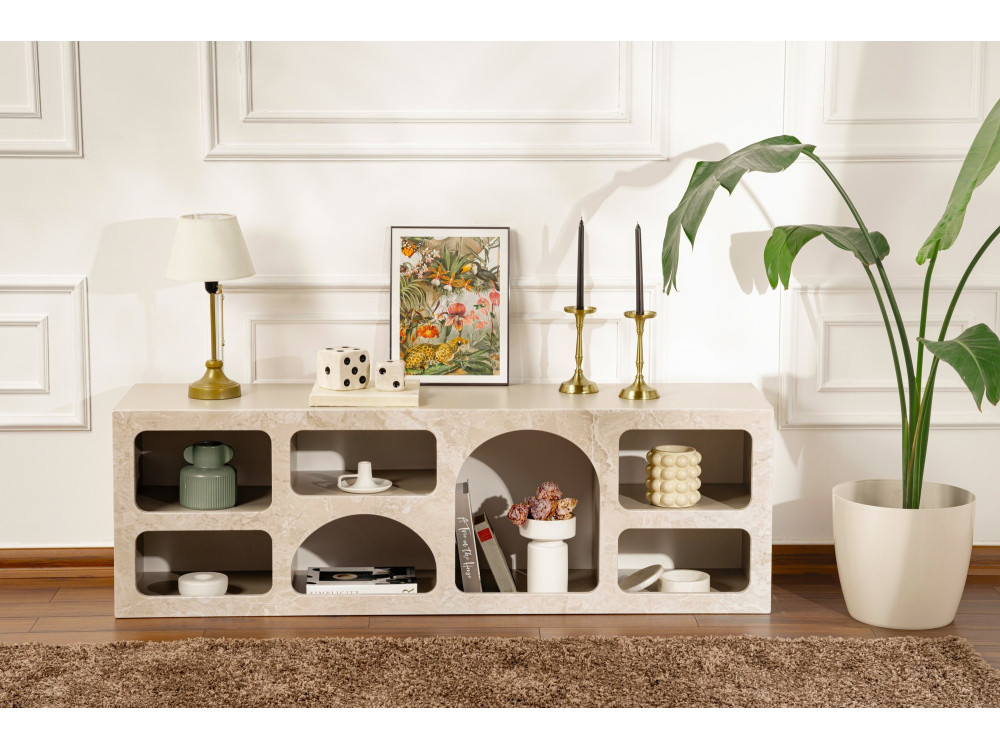 Credenza in legno "Ferlis" - 160 x 40 x 51 cm - Travertino