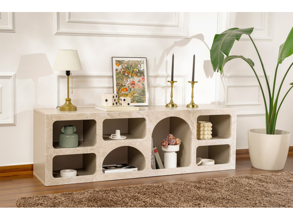 Credenza in legno "Ferlis" - 160 x 40 x 51 cm - Travertino