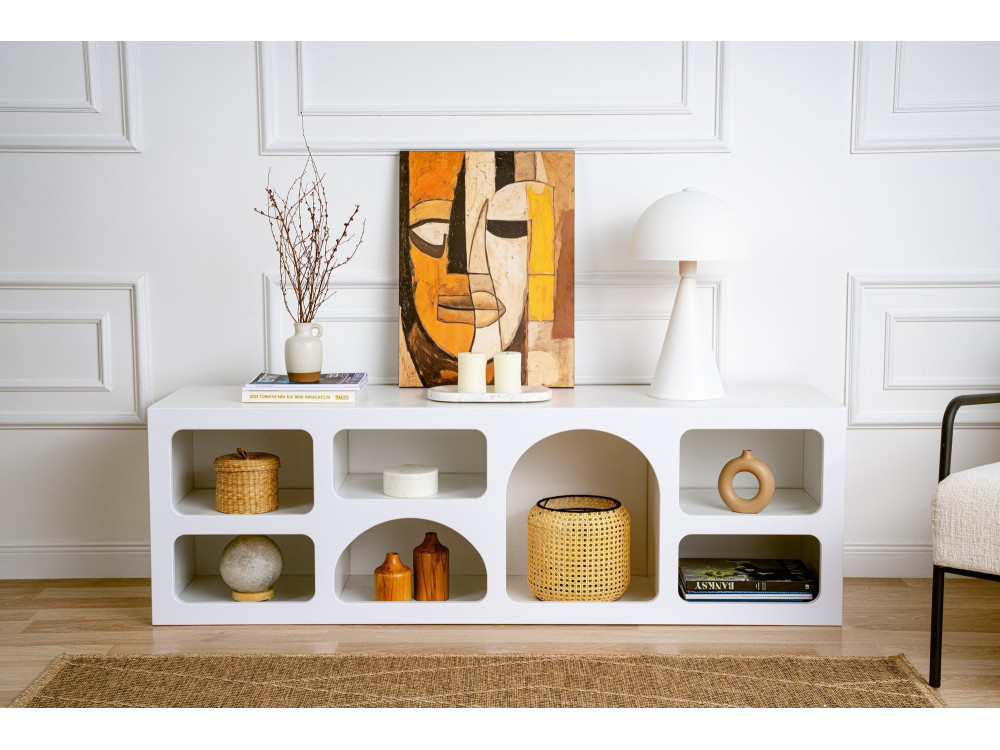 Credenza in legno "Ferlis" - 160 x 40 x 51 cm - Bianco